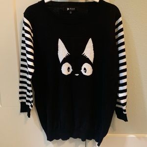 Black and white stripped sweater cat kitty feline